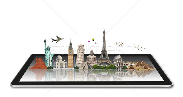 Monuments of the world on a tactile tablet Stock photo © sdecoret