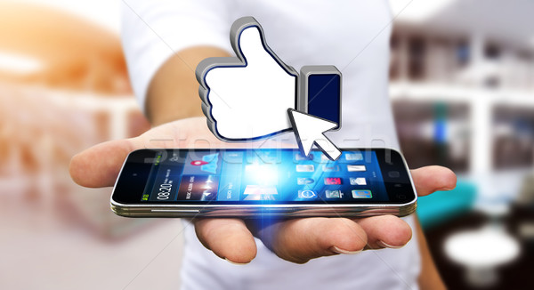 Businessman using modern social network Stock photo © sdecoret
