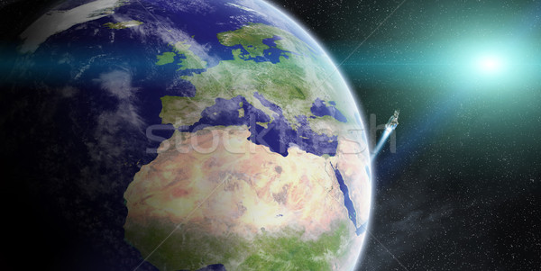Świt planety Ziemi przestrzeni widoku słońce wygaśnięcia Zdjęcia stock © sdecoret