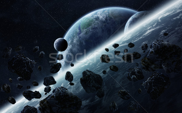 Meteoritos planetas espacio vista mundo luz Foto stock © sdecoret