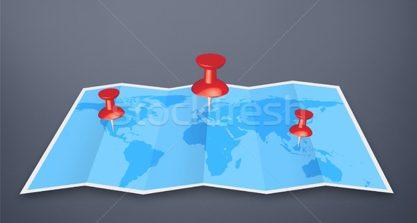 Stock photo: Pin map icon on a blue map