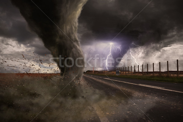 Large Tornado disaster on a road Stock photo © sdecoret