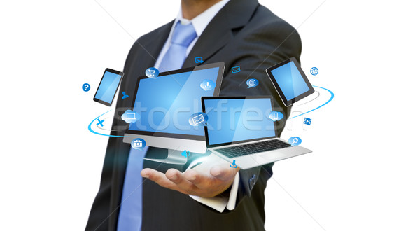 Foto stock: Empresario · tecnología · dispositivo · mano · ordenador