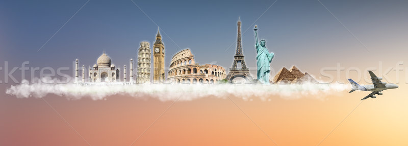 Ilustración famoso mundo monumentos tierra verano Foto stock © sdecoret