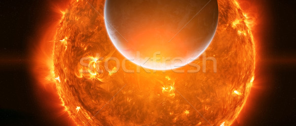 Exploding sun in space close to planet Earth Stock photo © sdecoret