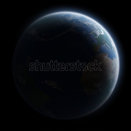 Świt planety Ziemi przestrzeni widoku wygaśnięcia morza Zdjęcia stock © sdecoret