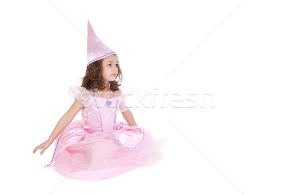 Fée princesse jeune fille séance isolé blanche [[stock_photo]] © sdenness