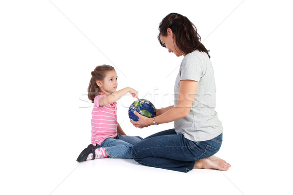 Foto stock: Menina · pergunta · mundo · meninas · indicação