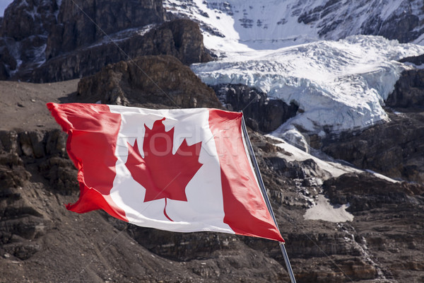 Canadian Flag Near Mount Andromeda Stock photo © searagen