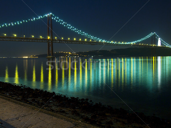 25 puente Lisboa noche vista Portugal Foto stock © searagen