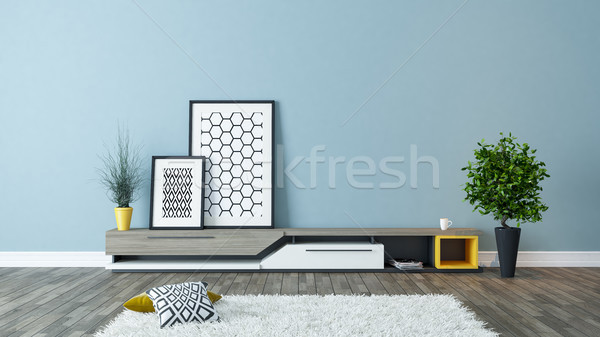 modern tv stand design with photo frame mock up Stock photo © sedatseven