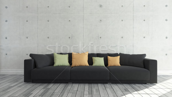 Czarny tkaniny sofa konkretnych ściany szablon Zdjęcia stock © sedatseven