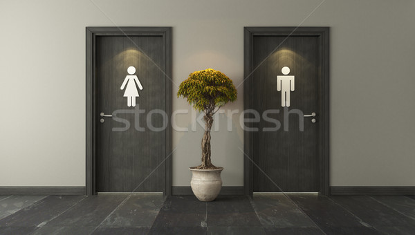 Noir toilettes portes Homme Homme place Photo stock © sedatseven