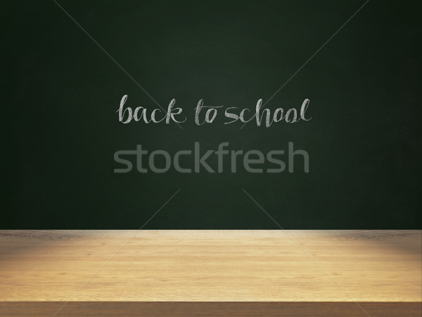 Stockfoto: Terug · naar · school · groene · Blackboard · hout · school · pen