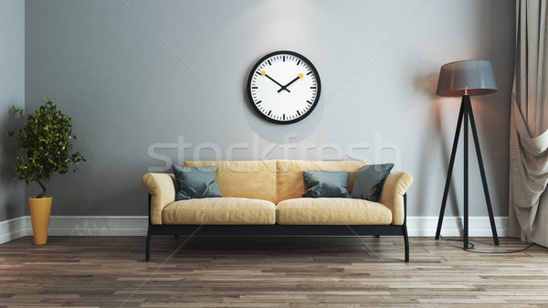 Sala de estar design de interiores idéia ver amarelo preto Foto stock © sedatseven