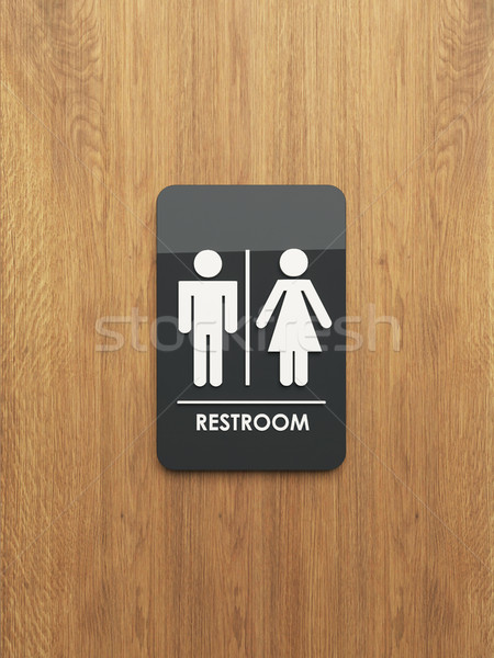 öffentlichen Toilette Zeichen Holz 3D Design Stock foto © sedatseven