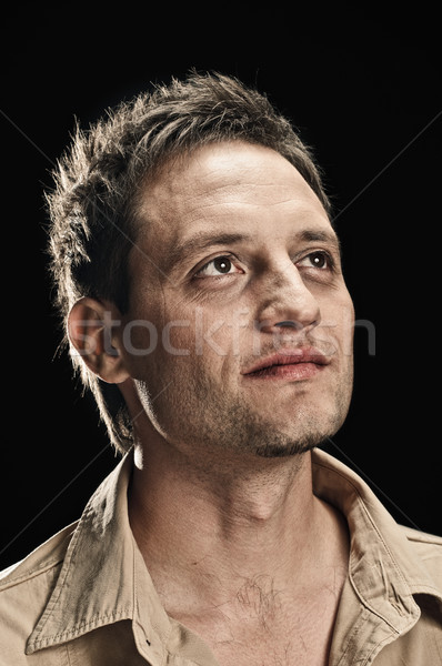 Mann Gesicht Porträt schöner Mann schwarz jungen Stock foto © seenad