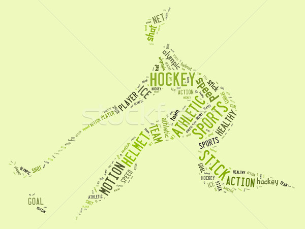 Hokej piktogram zielone słowa sportu sportowe Zdjęcia stock © seiksoon