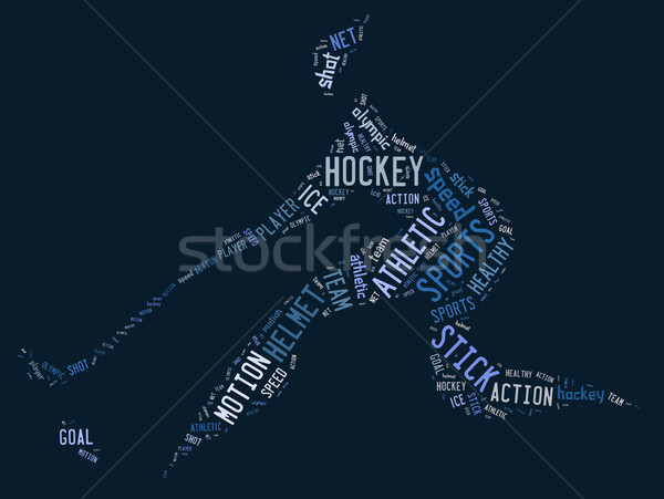Hockey pictogram Blauw woorden sport snelheid Stockfoto © seiksoon