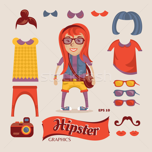 Hipster pretty girl with hipster accessories Stock photo © SelenaMay