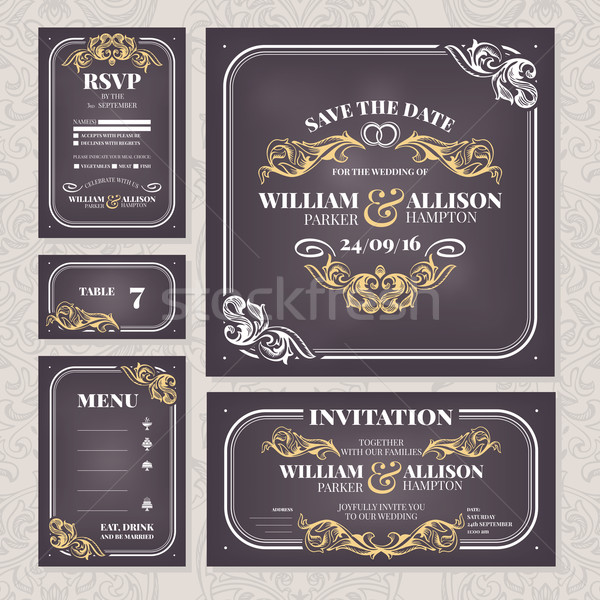 Stock photo: Set of wedding cards