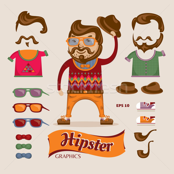 Hipster handsome man with hipster accessories Stock photo © SelenaMay