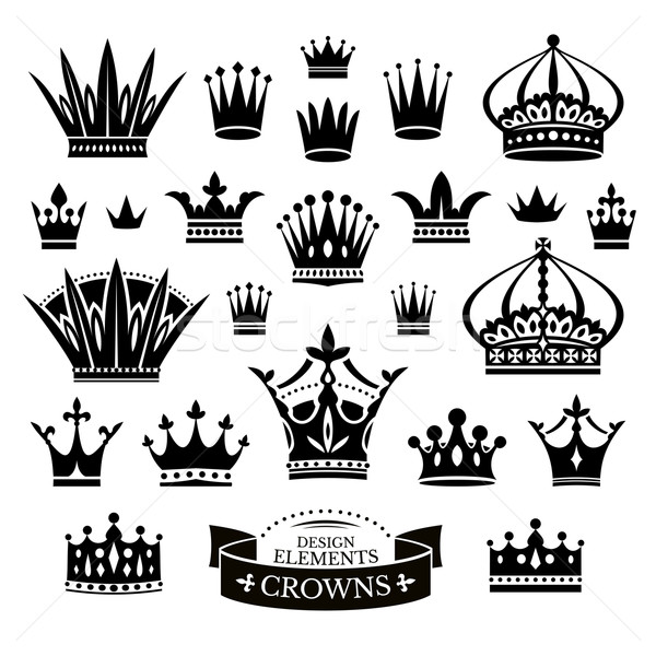 Set of various crowns isolated on white Stock photo © SelenaMay