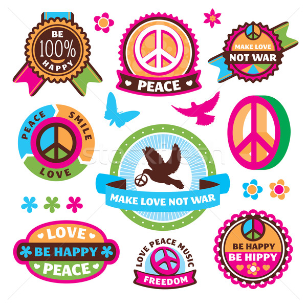 set of peace symbols and labels Stock photo © SelenaMay