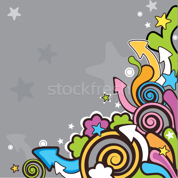 Stockfoto: Vector · cartoon · pijlen · bloem · wolken · ontwerp