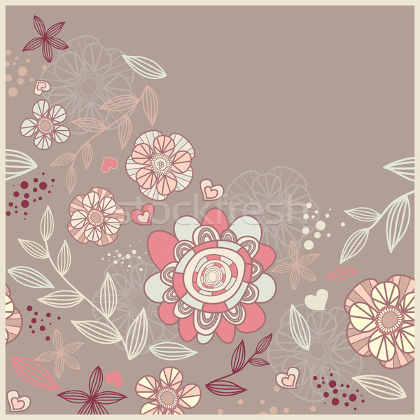 Cute kaart bloemen abstract hart blad Stockfoto © SelenaMay