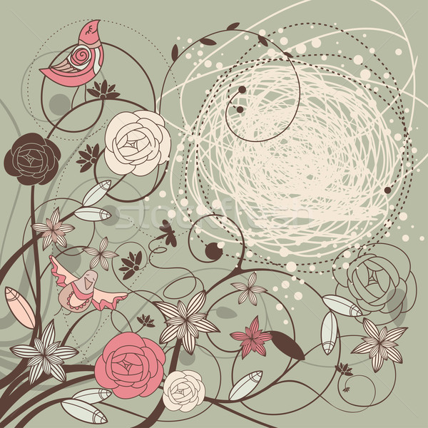 抽象的な カード 花 鳥 バラ 中心 ストックフォト © SelenaMay