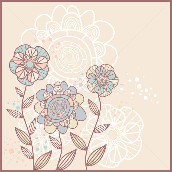 Stockfoto: Cute · kaart · bloemen · abstract · hart · blad