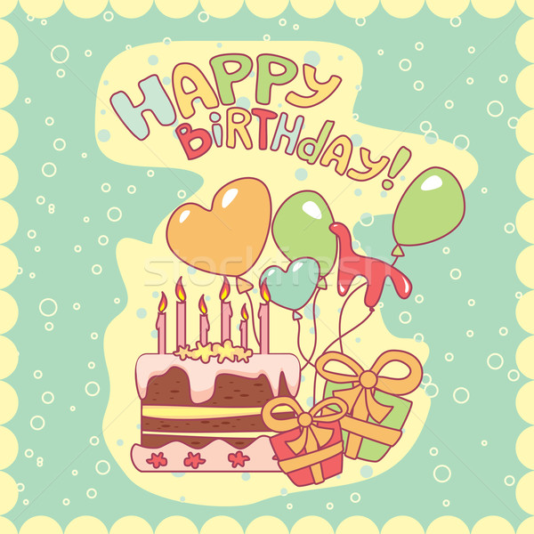 Gelukkige verjaardag kaart baby ontwerp schoonheid oranje Stockfoto © SelenaMay