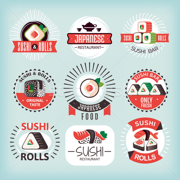 Set of various sushi labels Stock photo © SelenaMay