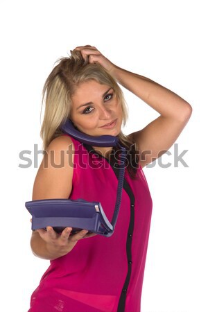 Mulher jovem telefone posando diferente gestos Foto stock © serendipitymemories