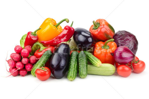 採集 蔬菜 孤立 白 綠色 紅色 商業照片 © serg64