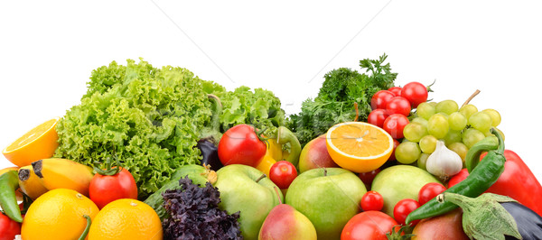 商业照片: 水果 · 蔬菜 · 孤立 ·白·叶· 水果 / fruits and