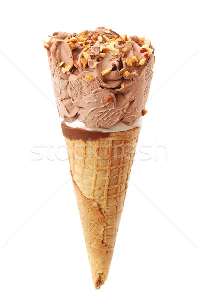 Cornet de crème glacée isolé blanche chocolat été couleur [[stock_photo]] © Serg64