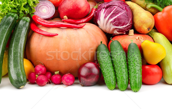 新鮮 水果 蔬菜 孤立 白 綠色 商業照片 © serg64
