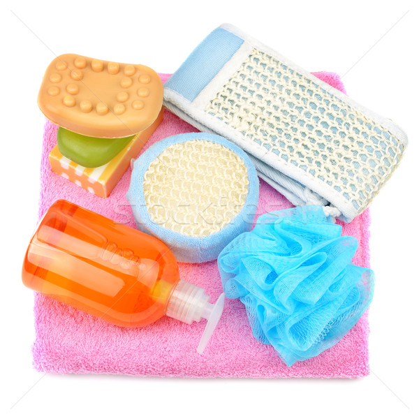 Towel, soap, shampoo, sponge Stock photo © Serg64