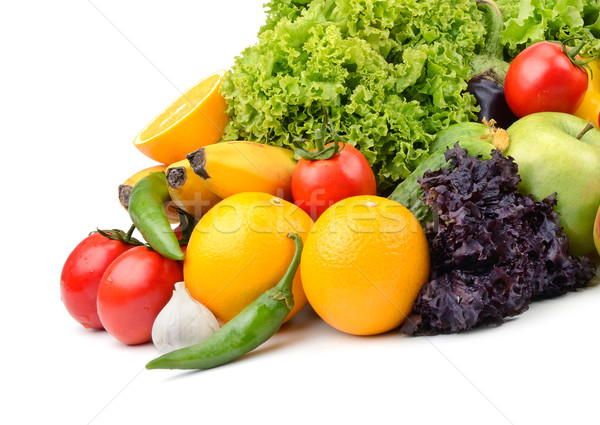 商业照片: 水果 · 蔬菜 · 孤立 ·白·叶· 水果 / fruits and