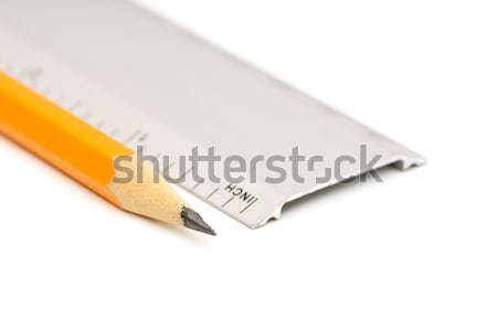 Metal rulers isolated on white background Stock Photo