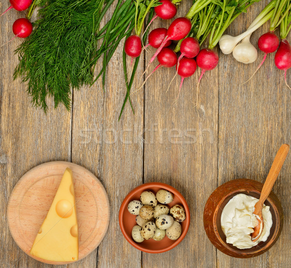 Cibo sano verdura formaggio uovo panna acida vecchio Foto d'archivio © serg64