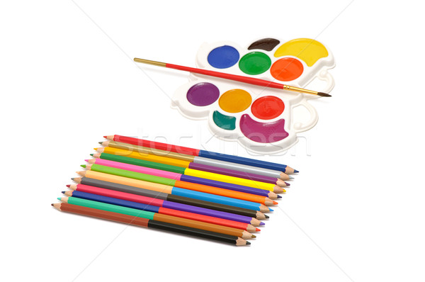 Colour pencils and watercolor Stock photo © Serg64