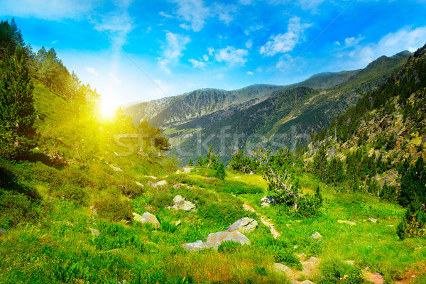 Stock photo: Beautiful sunrise in high mountains