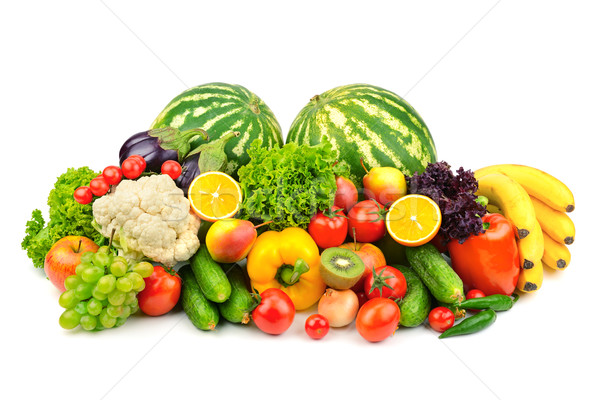 商业照片: 水果 · 蔬菜 · 孤立 ·白· 水果 · 背景 / fruits and