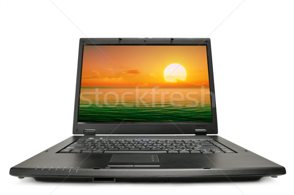 Laptop izolált fehér délelőtt író fotók Stock fotó © Serg64