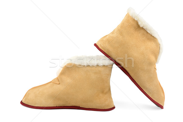 Warm slippers geïsoleerd witte home ontspannen Stockfoto © serg64