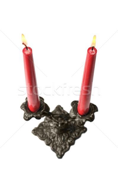 Leuchter Kerzen isoliert weiß Kerze Retro Stock foto © Serg64
