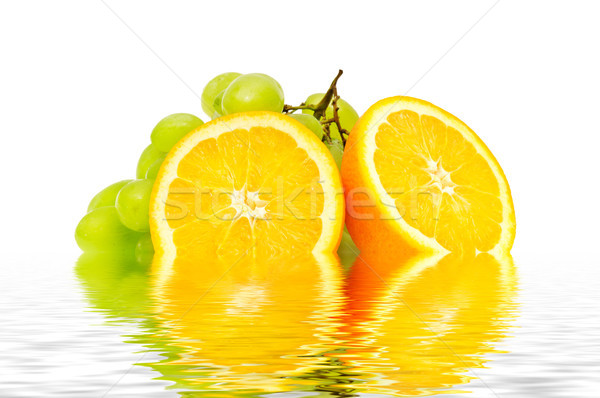 orange and grape reflected in water Stock photo © serg64